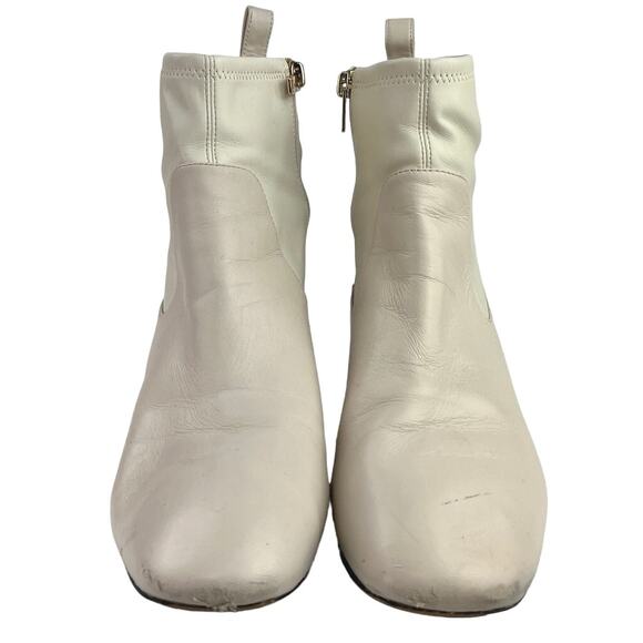 Coach Nala Chalk White Leather Zip Up Block Heel Western Ankle Boots Booties 10 - Picture 2 of 7
